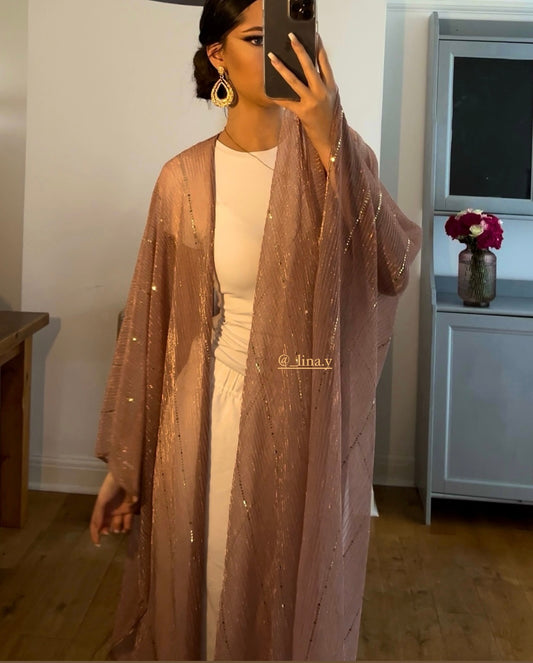 Aliyna Abaya in Metallic Rose Gold