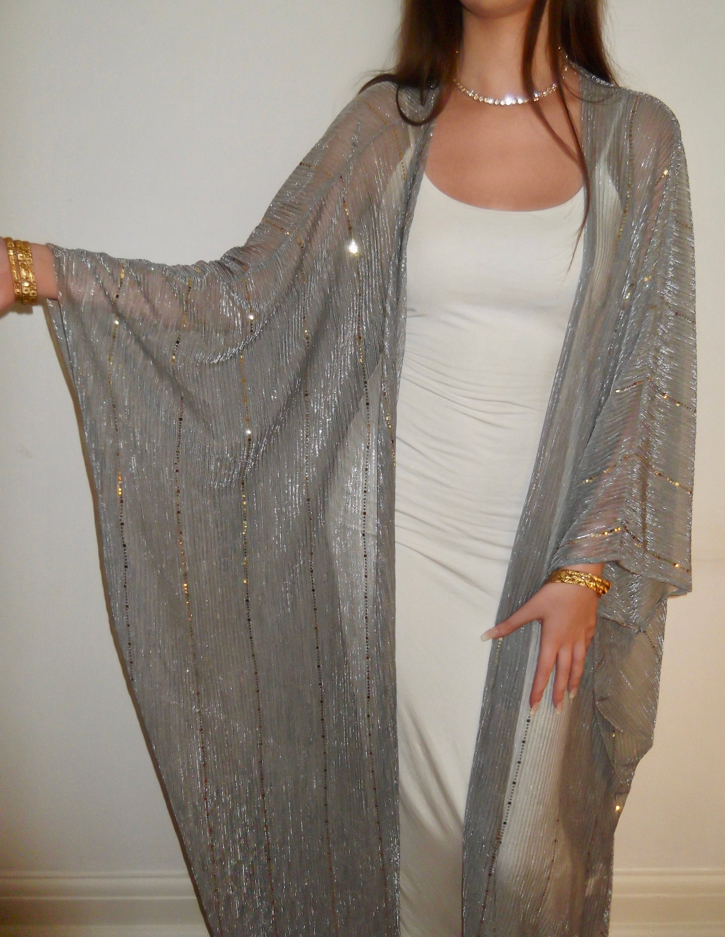 Aliyna Abaya in Grey with matching scarf